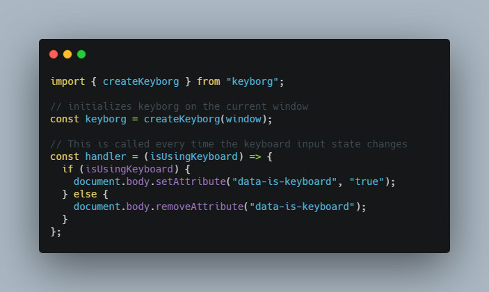 A library that tracks browser keyboard focus state that powers tabster
